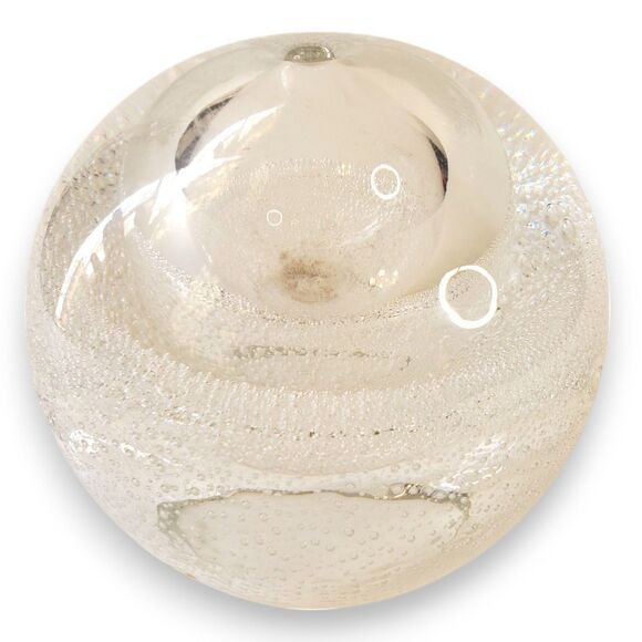 VTG Polish Art Glass Oil Lamp Orb Controlled Bubble Bullicante Crystal MCM Heavy - Picture 4 of 14